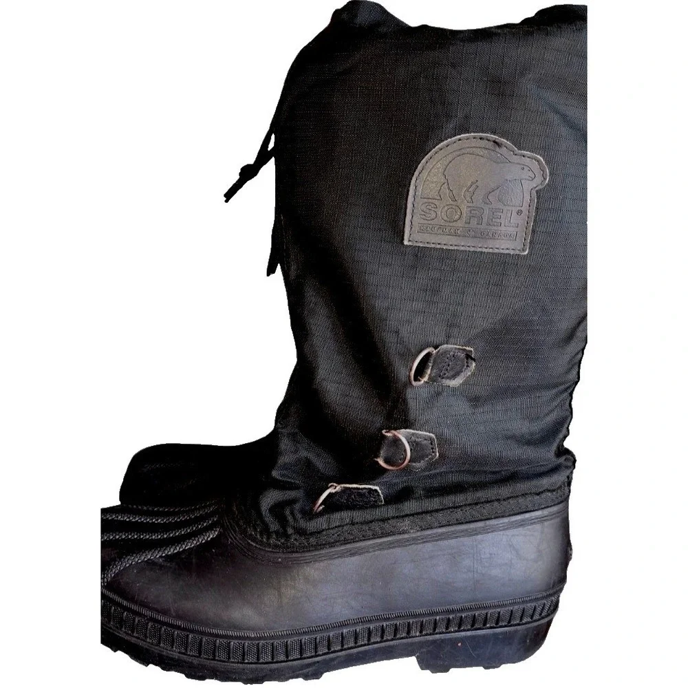 Sorel Glacier NL1042-010 Black‎ Lined Winter Snow Boots Women's US 9 Excellent